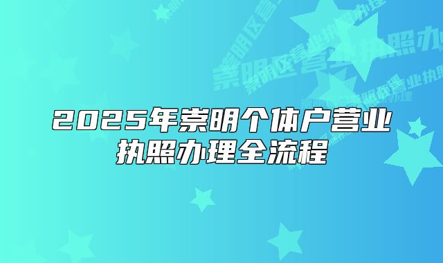 2025年崇明個(gè)體戶(hù)營(yíng)業(yè)執(zhí)照辦理全流程