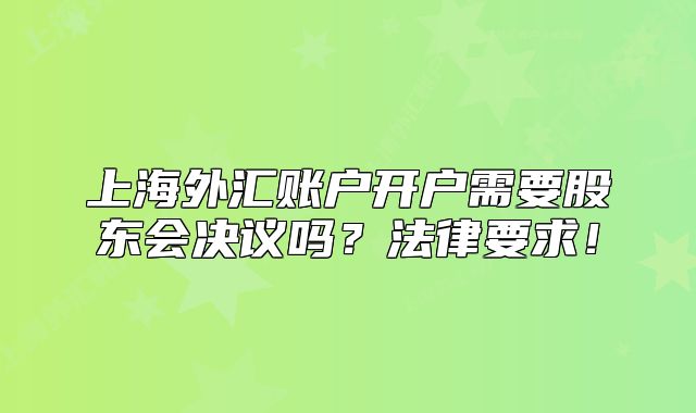 上海外匯賬戶開戶需要股東會決議嗎？法律要求！