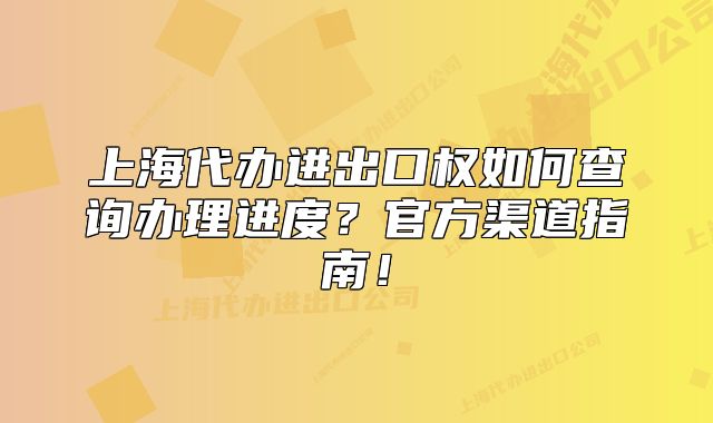 上海代辦進(jìn)出口權(quán)如何查詢(xún)辦理進(jìn)度？官方渠道指南！