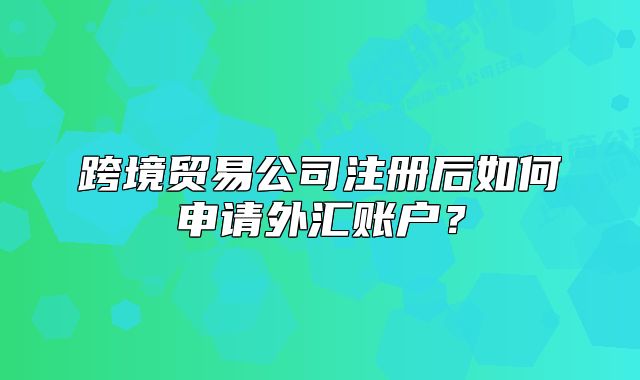 跨境貿(mào)易公司注冊后如何申請外匯賬戶？