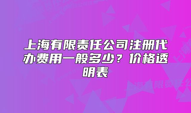 上海有限責(zé)任公司注冊代辦費(fèi)用一般多少？價格透明表