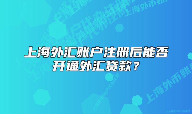 上海外匯賬戶注冊后能否開通外匯貸款？