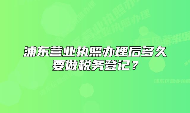 浦東營(yíng)業(yè)執(zhí)照辦理后多久要做稅務(wù)登記？