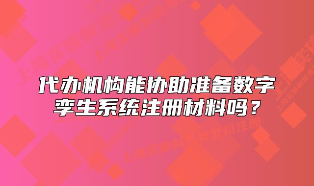 代辦機(jī)構(gòu)能協(xié)助準(zhǔn)備數(shù)字孿生系統(tǒng)注冊(cè)材料嗎？