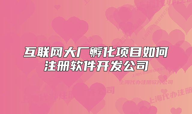 互聯(lián)網(wǎng)大廠孵化項(xiàng)目如何注冊軟件開發(fā)公司