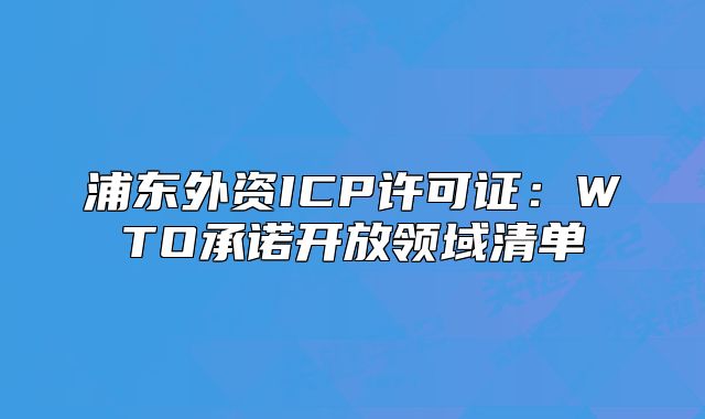 浦東外資ICP許可證：WTO承諾開放領(lǐng)域清單