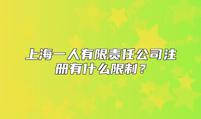 上海一人有限責(zé)任公司注冊(cè)有什么限制？