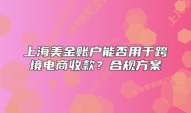 上海美金賬戶能否用于跨境電商收款？合規(guī)方案