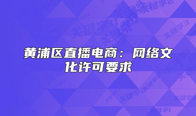 黃浦區(qū)直播電商：網(wǎng)絡文化許可要求