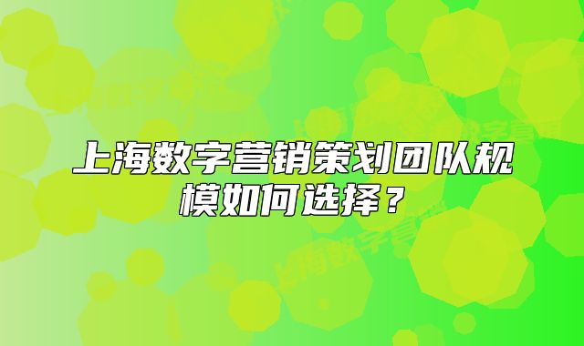 上海數(shù)字營(yíng)銷策劃團(tuán)隊(duì)規(guī)模如何選擇？