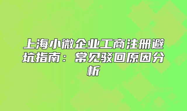 上海小微企業(yè)工商注冊避坑指南：常見駁回原因分析