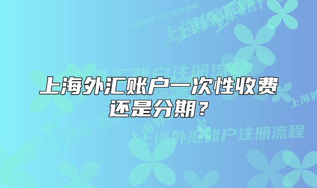 上海外匯賬戶一次性收費(fèi)還是分期？