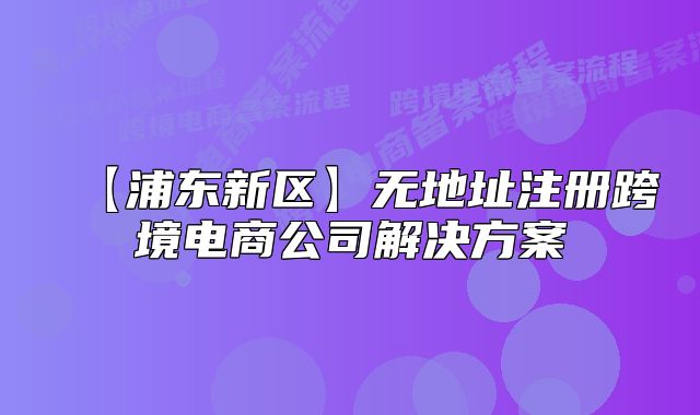【浦東新區(qū)】無地址注冊跨境電商公司解決方案