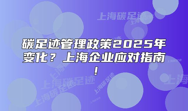 碳足跡管理政策2025年變化？上海企業(yè)應(yīng)對指南！