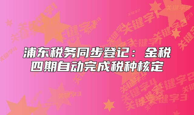浦東稅務(wù)同步登記：金稅四期自動(dòng)完成稅種核定