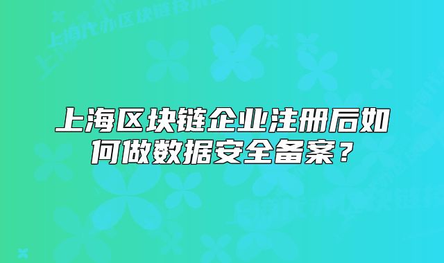 上海區(qū)塊鏈企業(yè)注冊(cè)后如何做數(shù)據(jù)安全備案？