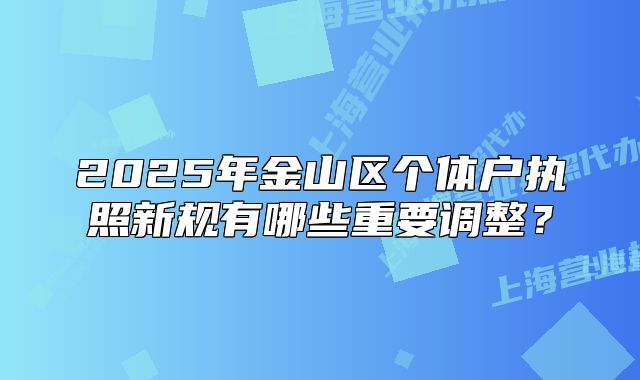 2025年金山區(qū)個(gè)體戶執(zhí)照新規(guī)有哪些重要調(diào)整？