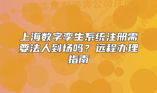上海數(shù)字孿生系統(tǒng)注冊需要法人到場嗎？遠程辦理指南
