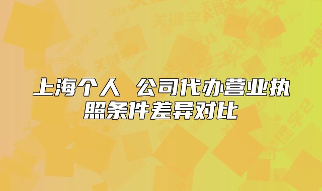 上海個人 公司代辦營業(yè)執(zhí)照條件差異對比
