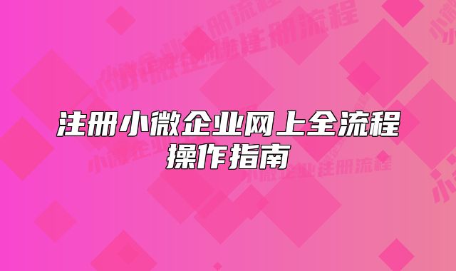 注冊小微企業(yè)網(wǎng)上全流程操作指南