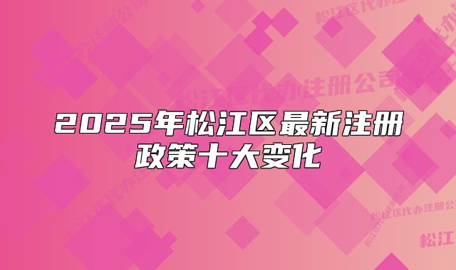 2025年松江區(qū)最新注冊政策十大變化