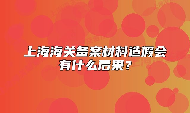 上海海關(guān)備案材料造假會(huì)有什么后果？