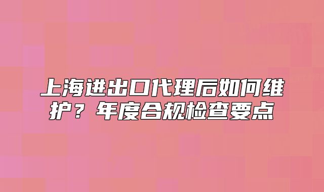 上海進出口代理后如何維護？年度合規(guī)檢查要點