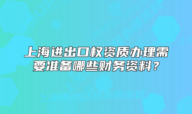 上海進(jìn)出口權(quán)資質(zhì)辦理需要準(zhǔn)備哪些財(cái)務(wù)資料？