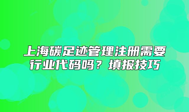 上海碳足跡管理注冊需要行業(yè)代碼嗎？填報技巧