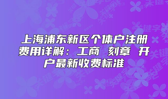上海浦東新區(qū)個(gè)體戶注冊(cè)費(fèi)用詳解：工商 刻章 開(kāi)戶最新收費(fèi)標(biāo)準(zhǔn)