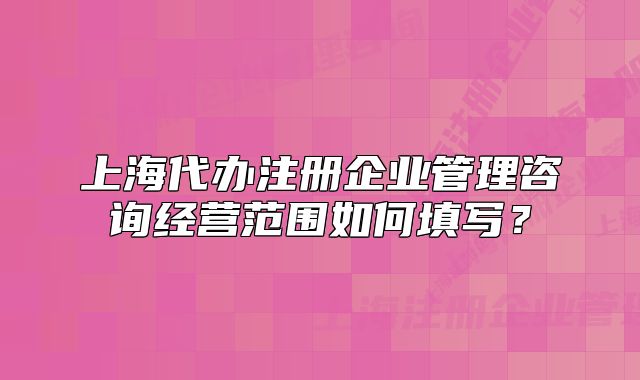 上海代辦注冊企業(yè)管理咨詢經(jīng)營范圍如何填寫？