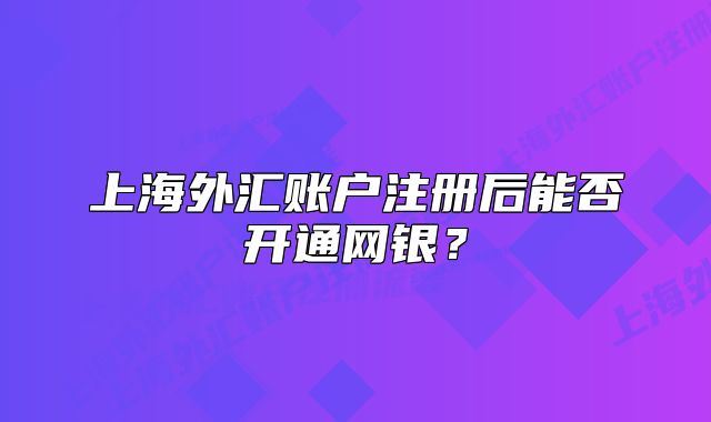 上海外匯賬戶注冊(cè)后能否開通網(wǎng)銀？