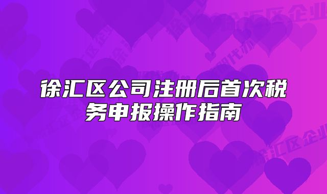 徐匯區(qū)公司注冊后首次稅務申報操作指南
