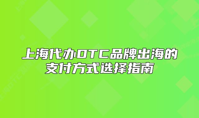 上海代辦DTC品牌出海的支付方式選擇指南