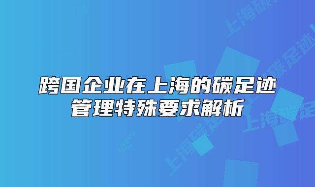 跨國企業(yè)在上海的碳足跡管理特殊要求解析