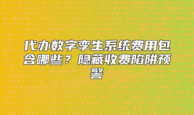 代辦數(shù)字孿生系統(tǒng)費用包含哪些？隱藏收費陷阱預警