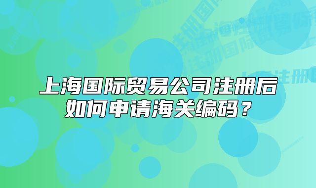 上海國際貿(mào)易公司注冊后如何申請海關(guān)編碼？