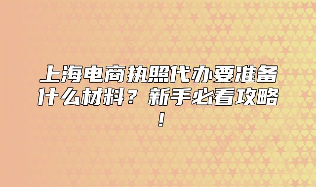 上海電商執(zhí)照代辦要準備什么材料？新手必看攻略！