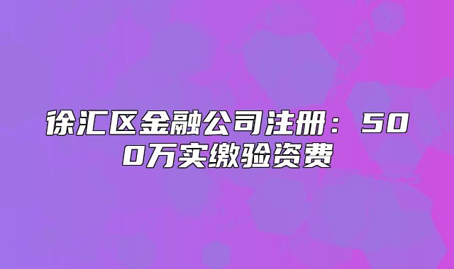 徐匯區(qū)金融公司注冊(cè)：500萬(wàn)實(shí)繳驗(yàn)資費(fèi)