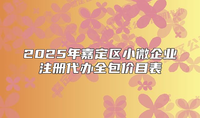 2025年嘉定區(qū)小微企業(yè)注冊(cè)代辦全包價(jià)目表