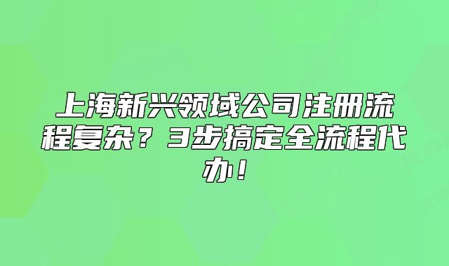 上海新興領(lǐng)域公司注冊(cè)流程復(fù)雜？3步搞定全流程代辦！