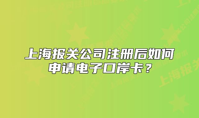 上海報(bào)關(guān)公司注冊后如何申請電子口岸卡？