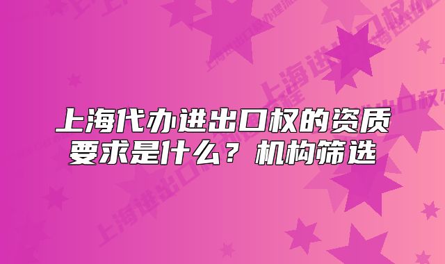 上海代辦進出口權的資質(zhì)要求是什么？機構篩選