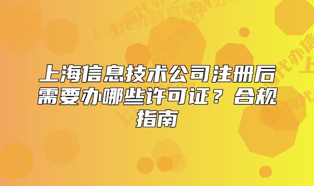 上海信息技術(shù)公司注冊(cè)后需要辦哪些許可證？合規(guī)指南