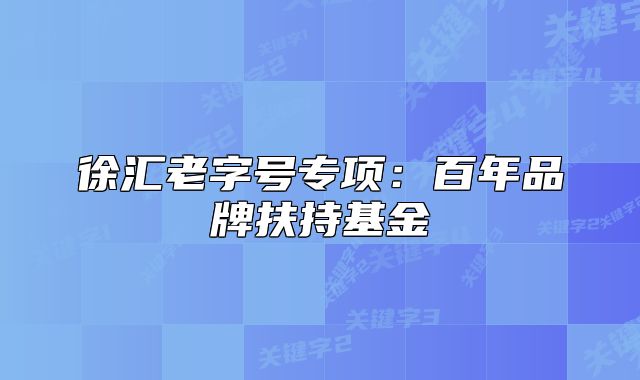 徐匯老字號(hào)專項(xiàng)：百年品牌扶持基金