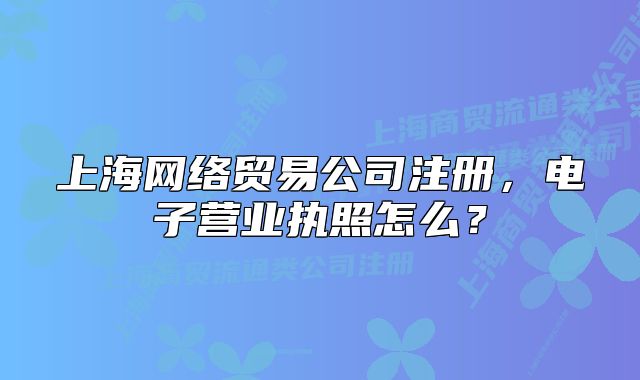 上海網(wǎng)絡(luò)貿(mào)易公司注冊，電子營業(yè)執(zhí)照怎么？