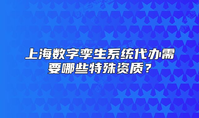 上海數字孿生系統(tǒng)代辦需要哪些特殊資質？