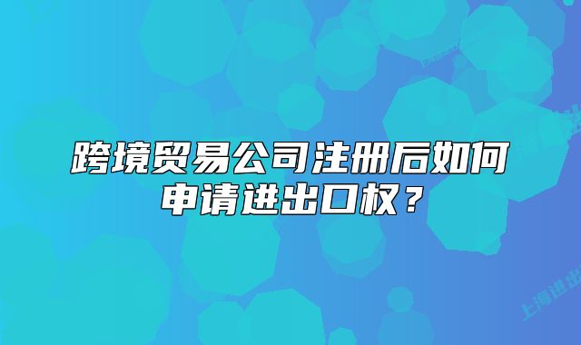 跨境貿(mào)易公司注冊后如何申請進(jìn)出口權(quán)？