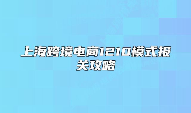 上?？缇畴娚?210模式報關攻略