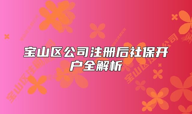 寶山區(qū)公司注冊后社保開戶全解析